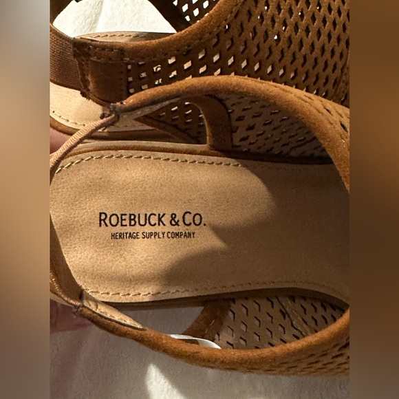 New Roebuck & Co. Vida Cognac Woman’s Open Toe Slingback Block Heel Sandles - Picture 5 of 11